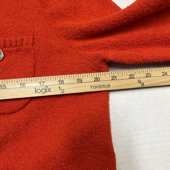 Rachel Zoe Sweater Blazer XL Orange Braided Trim Button Front Cardigan Career - Picture 9 of 10
